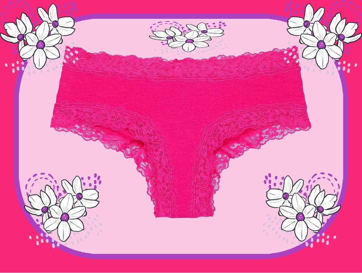 S Hot Bright Pink Victoria’s Secret Stretch Cotton Lace-Waist & Leg Cheeky Panty