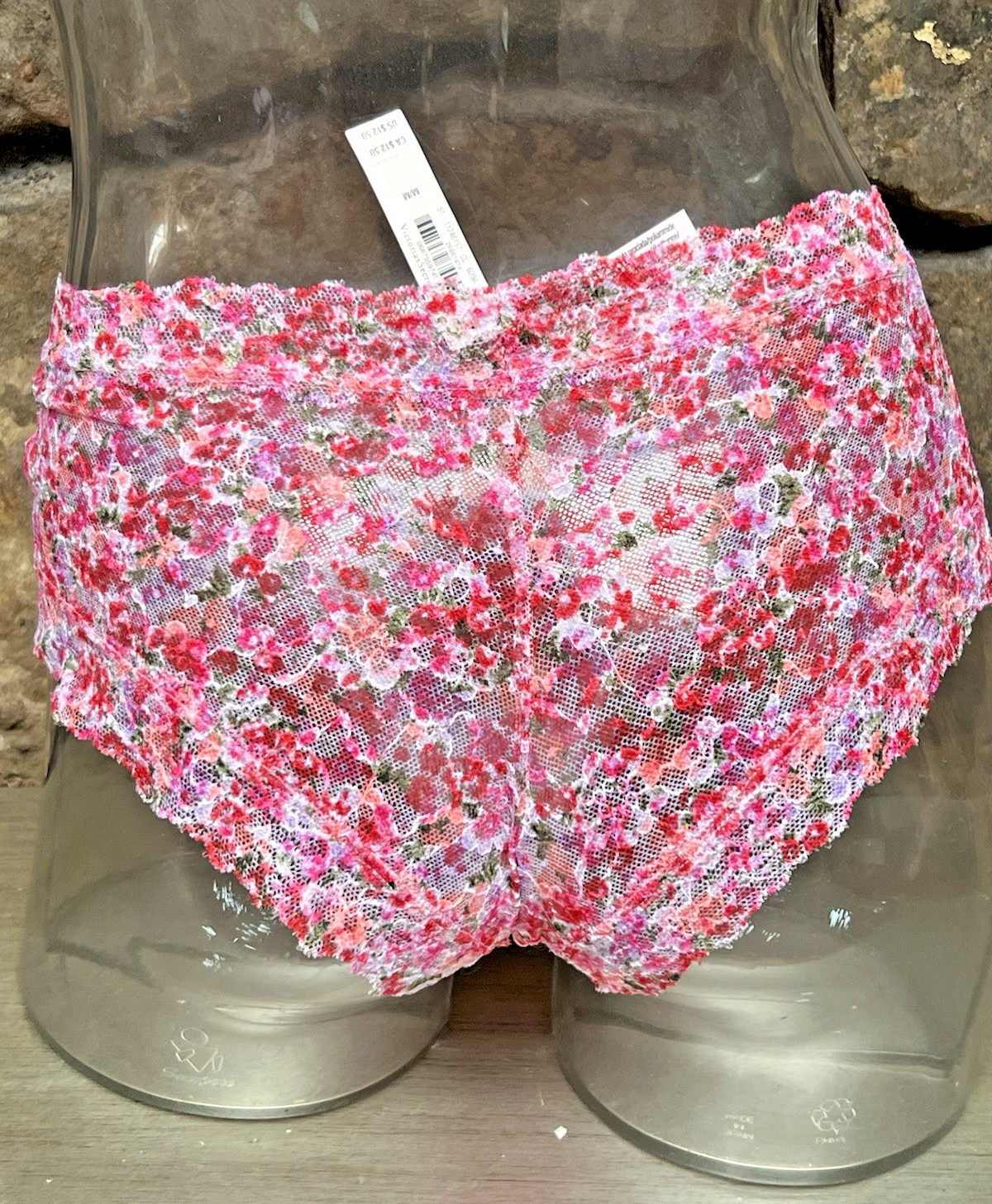 Victoria’s Secret Floral Lace Cheeky Panty Sz M Pink Multicolor NWT$12.50
