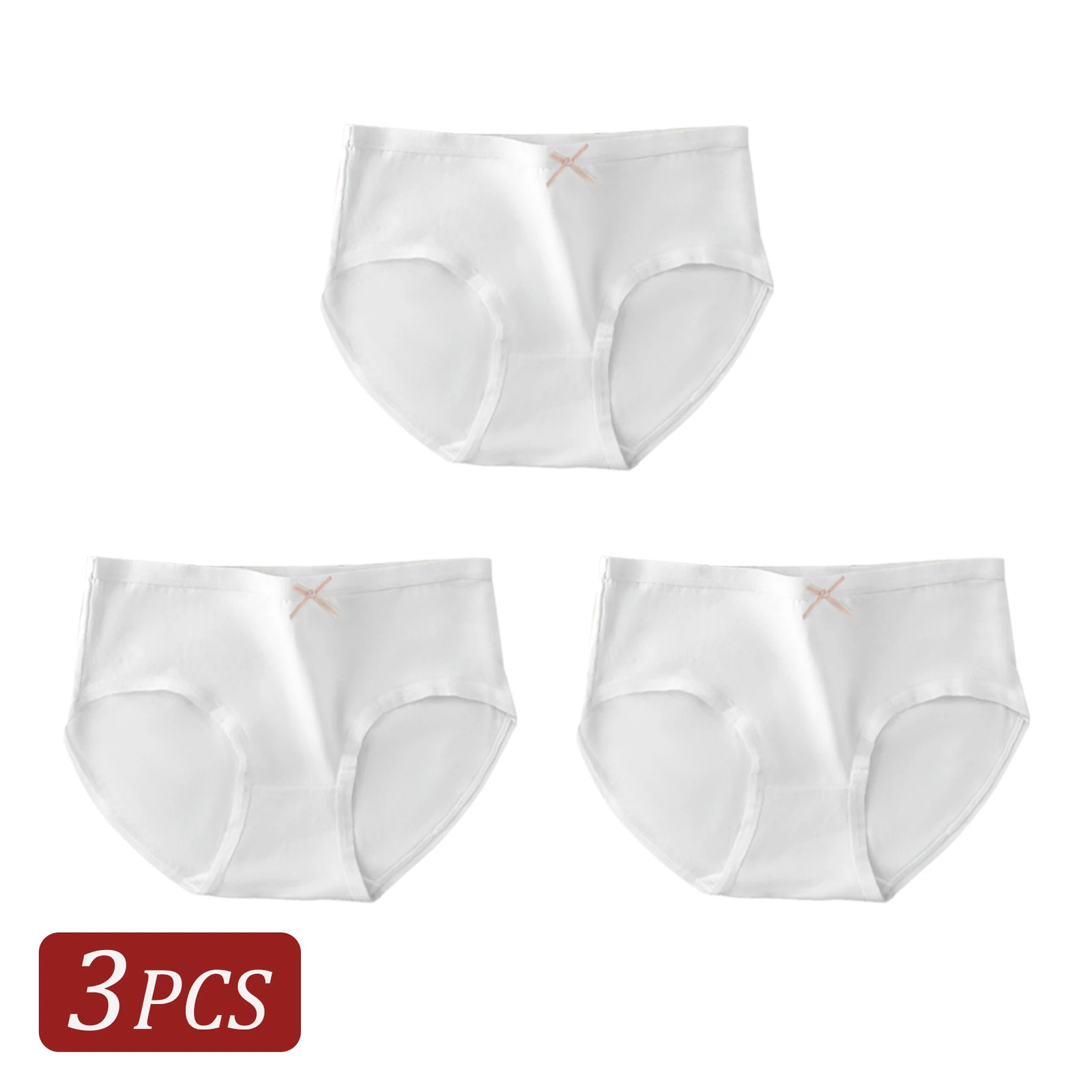 Cotton Briefs Low Rise White Breathable Soft Women’s Panty Underwear 3 Pcs