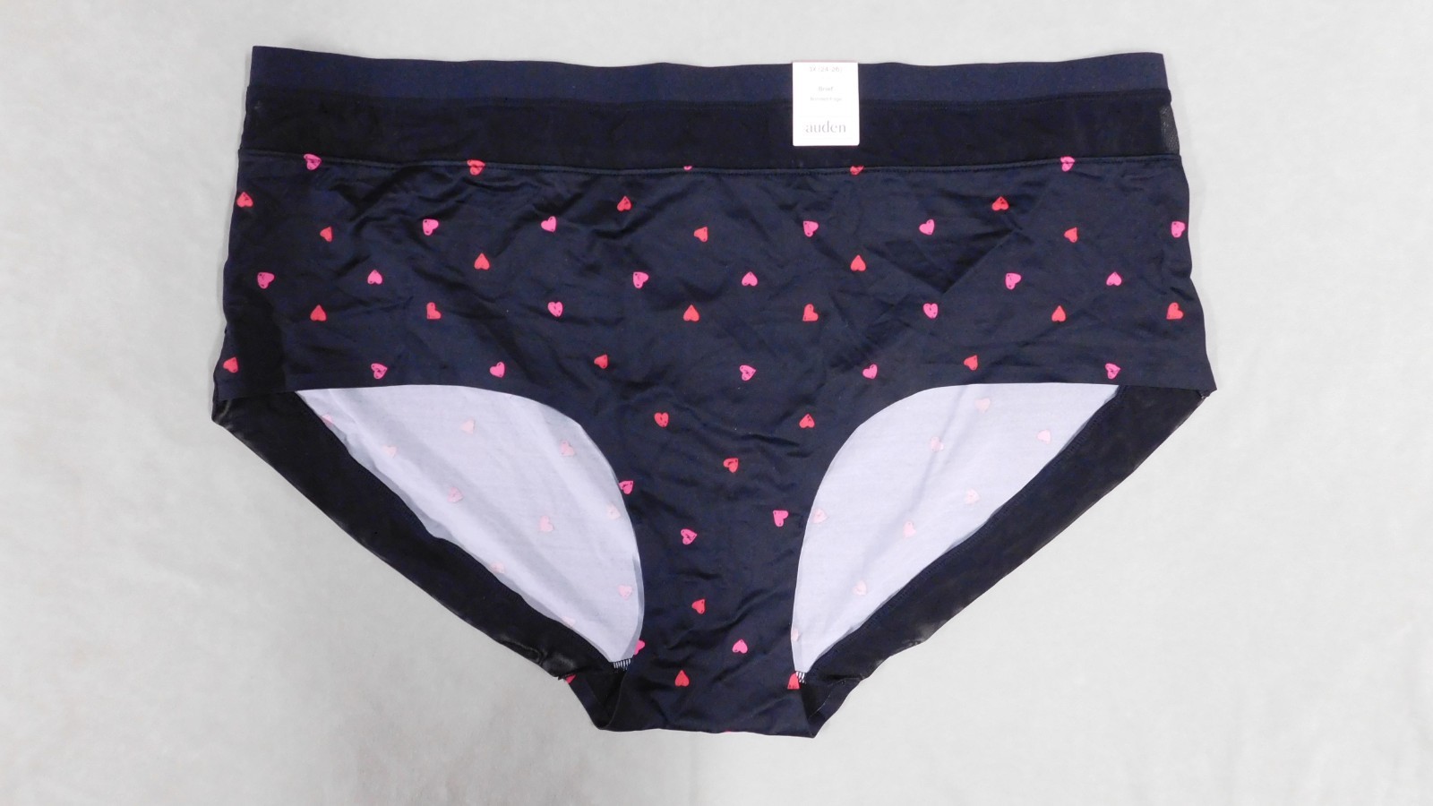 Women’s Auden Brief Underwear Heart Print Panty Bonded Edge Size 3X (24-26)