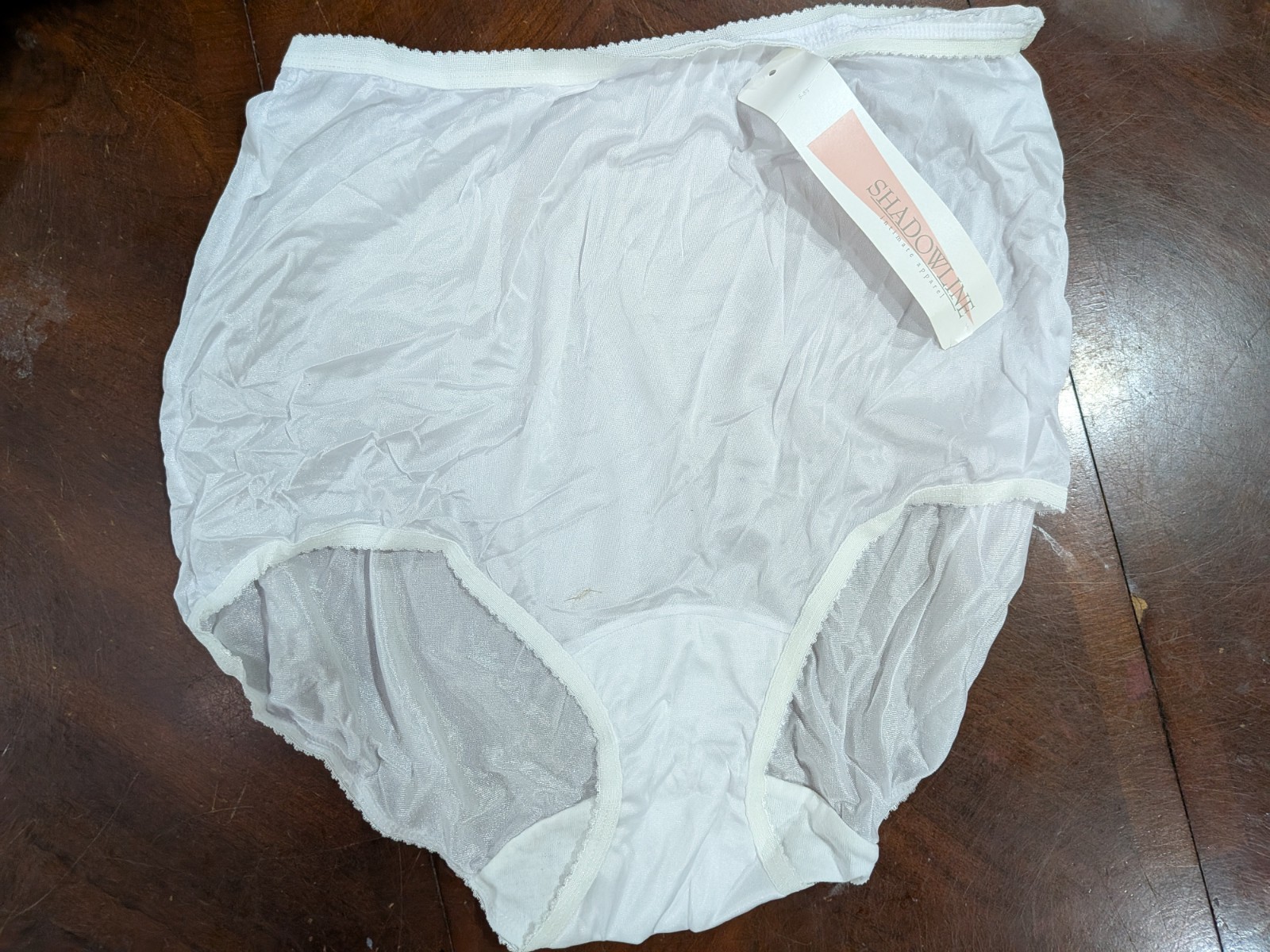 3 Pair Size 7 WHITE Nylon Full Brief ShadowLine NO Cotton Crotch or Seams