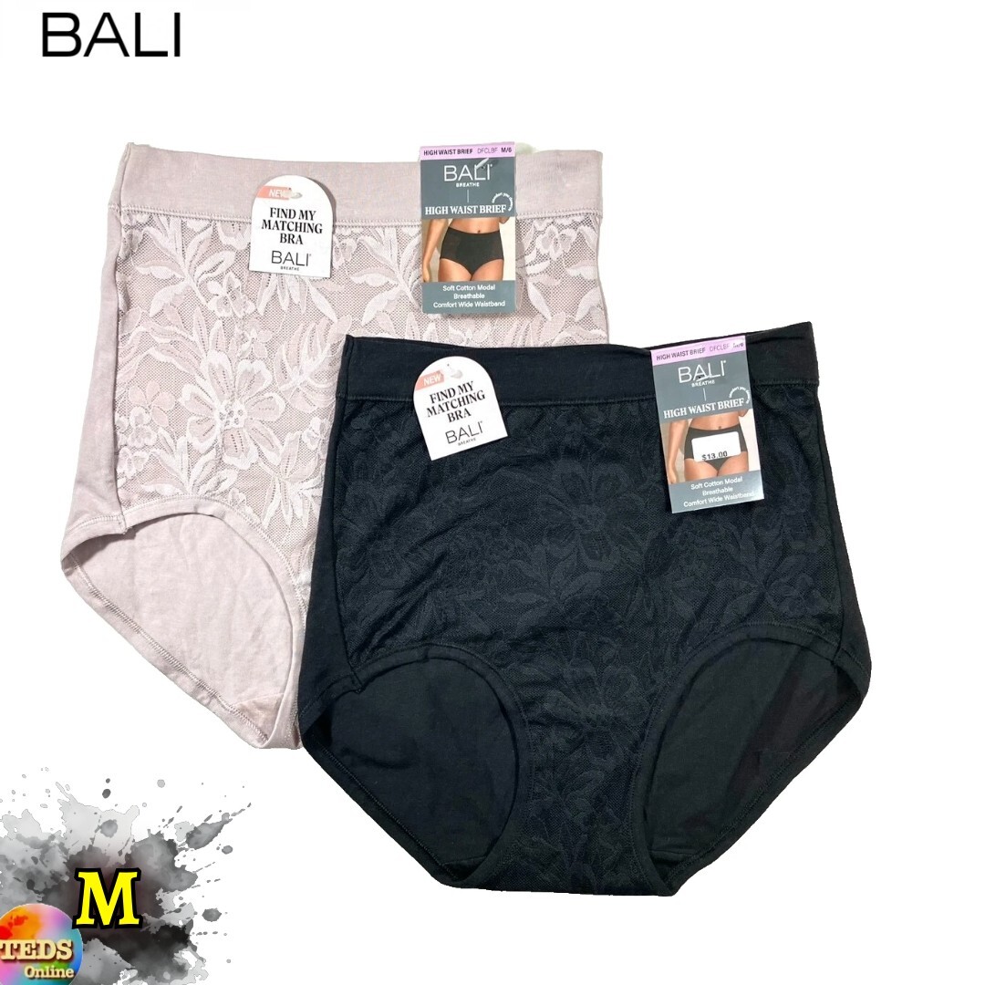 NWT 2-Pack Bali Size M Breathe Cotton Modal Lace High Rise Brief DFCLBF Assorted