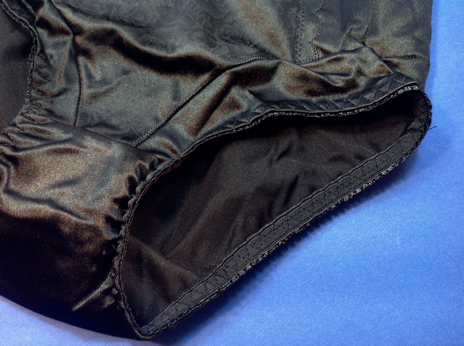 Women Panties,Briefs,Control Panties “Ann Diane” Size M. Black Satin W/2 Pockets