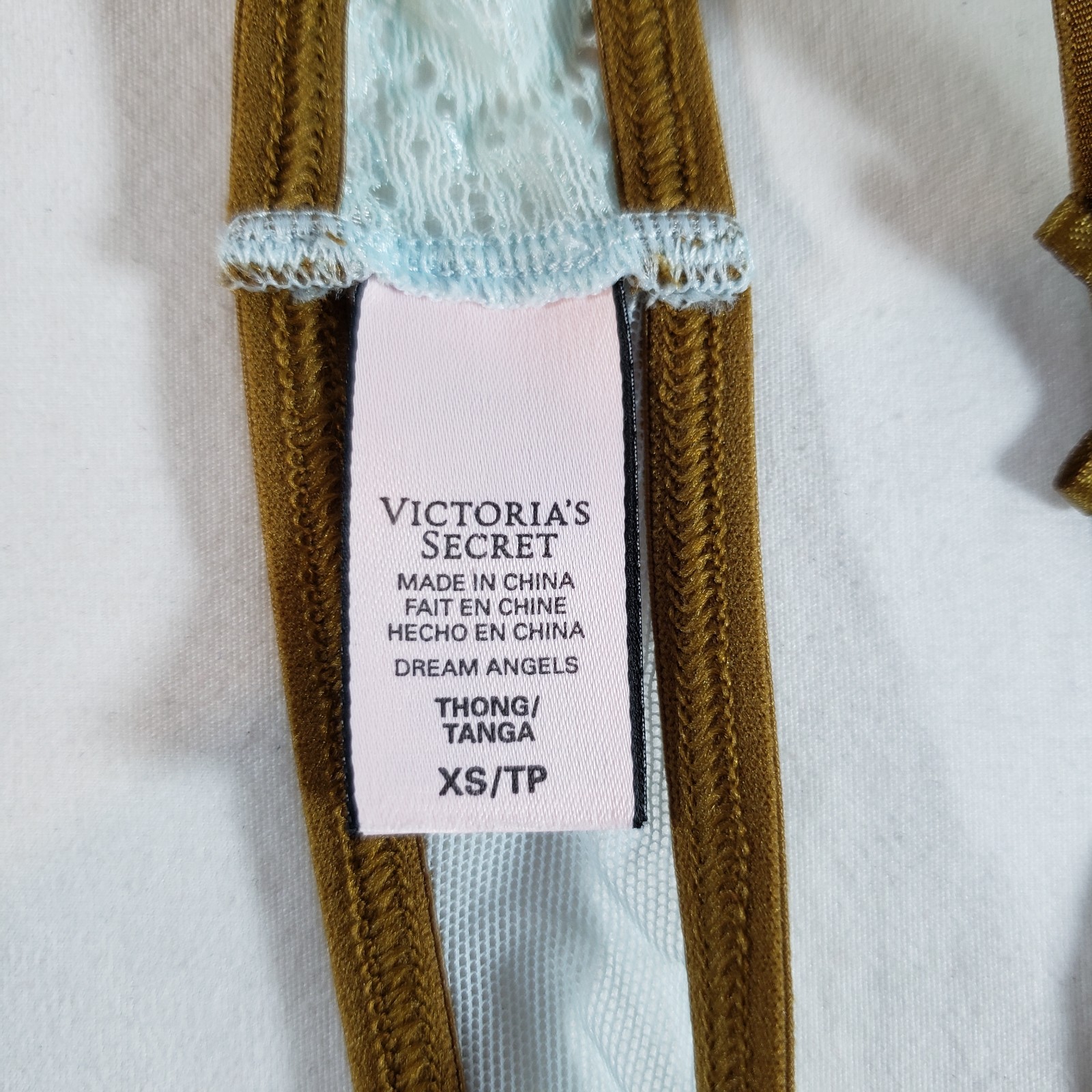 Victoria’s Secret Dream Angels Thong XS Green-Blue Brown Floral Sheer