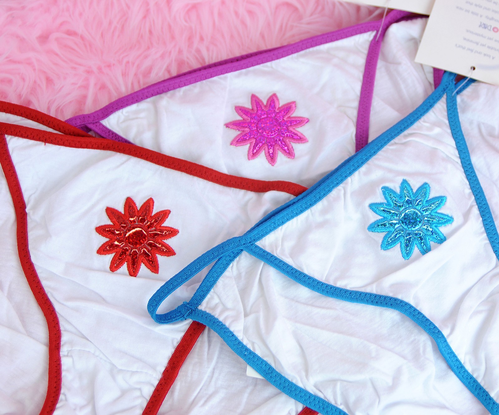 Adorable Cotton Sissy stretch Metallic Flower String Bikini Panties sz 6 7