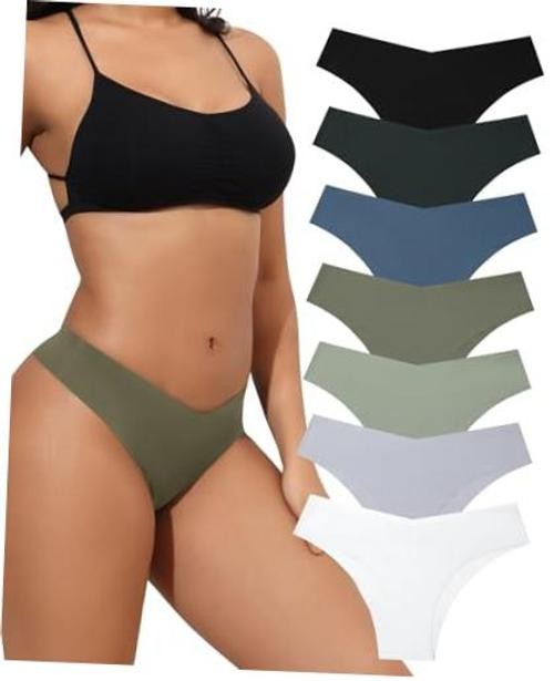 Seamless Underwear for Women No Show Cheeky Bikini Panties Medium Multicolor-a