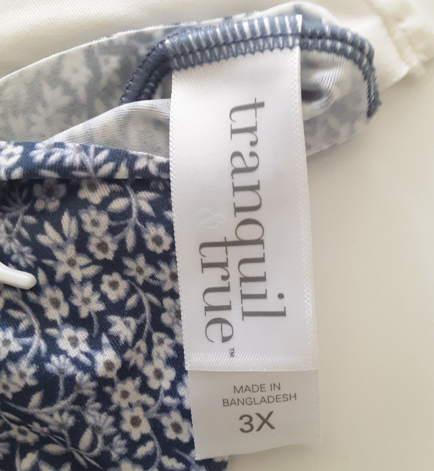 Tranquil & True Womens 3X Thongs Matte Microfiber Blue Floral Ivory Purple 3 PK