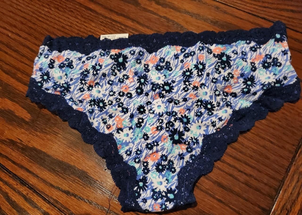NWT JENNI COTTON SPANDEX HIPSTER PANTIES LACE WAISTBAND FLORAL GARDEN 917212 M