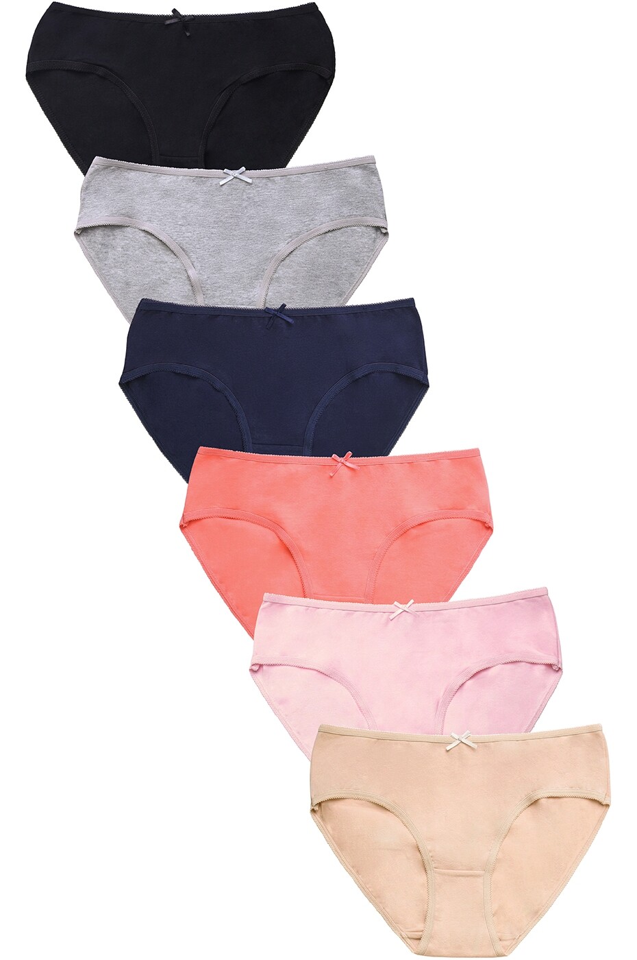 6 Pack Women’s Soft COTTON Stretch Fabric Mid Rise PANTIES Underwear LP1703CK