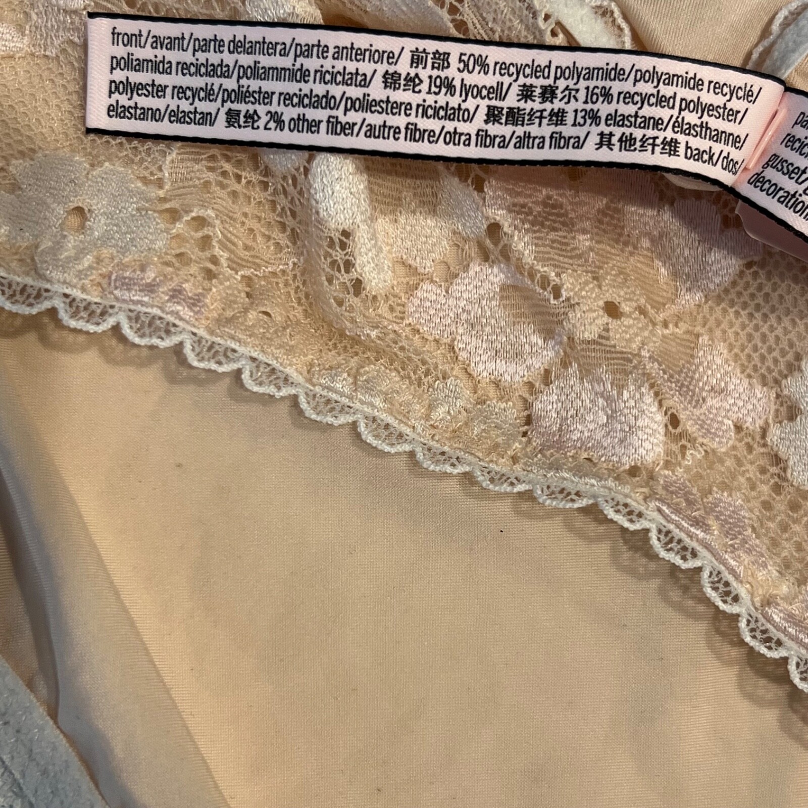 NWT VICTORIA’S SECRET Body By Hipster Hiphugger Pantie Sz XS-M-L-XL Beige Lace