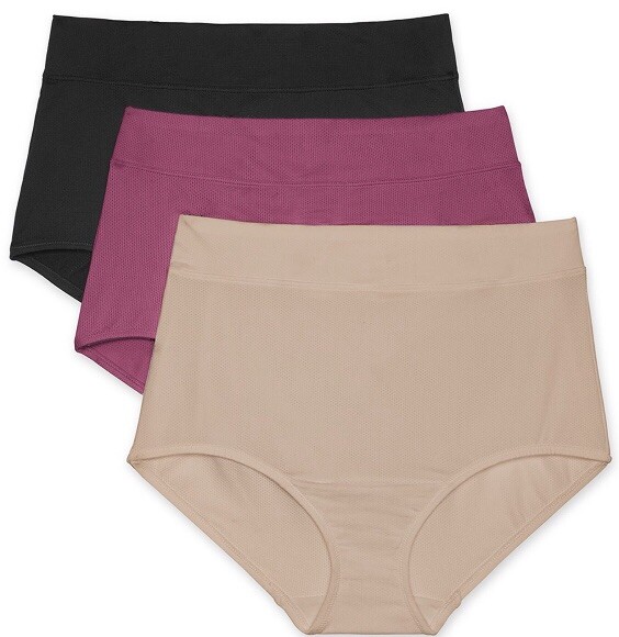 Lot of 3, Warner’s No Muffin Top Breathable Brief Panties, Size 7/Large, NWT