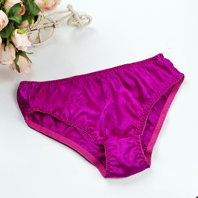 2026 New Silk Floral Panties for Women Maidens Knickers Prints Briefs Bottoms XL