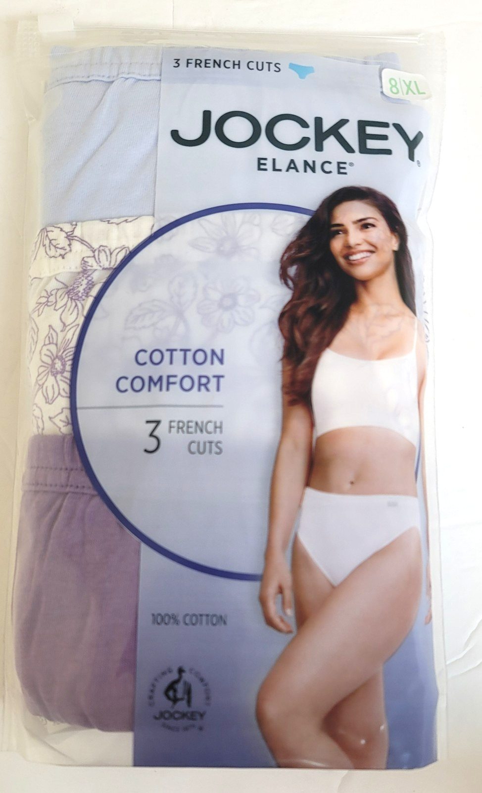 NWT Jockey Elance French Cut 100% Cotton Underwear – Women’s Size 8 – 3 Pack –