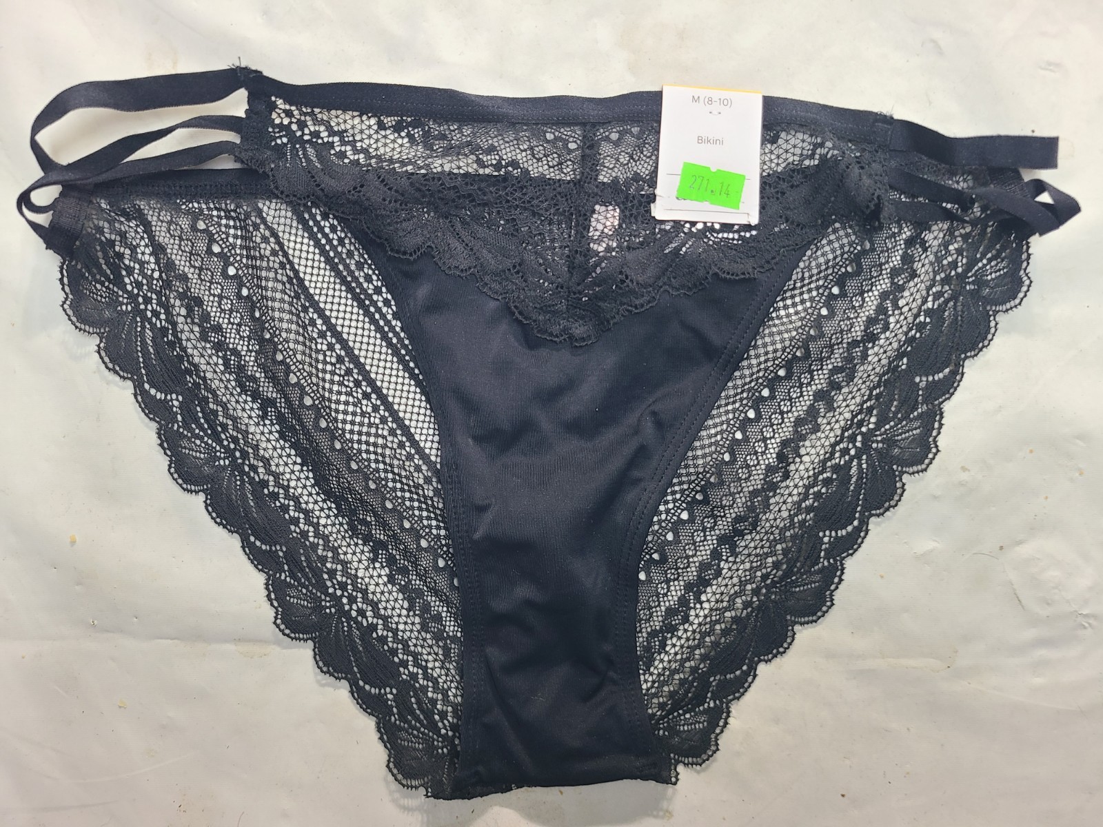 Women’s Strappy Lace and Micro Bikini Underwear Auden Black Size Medium