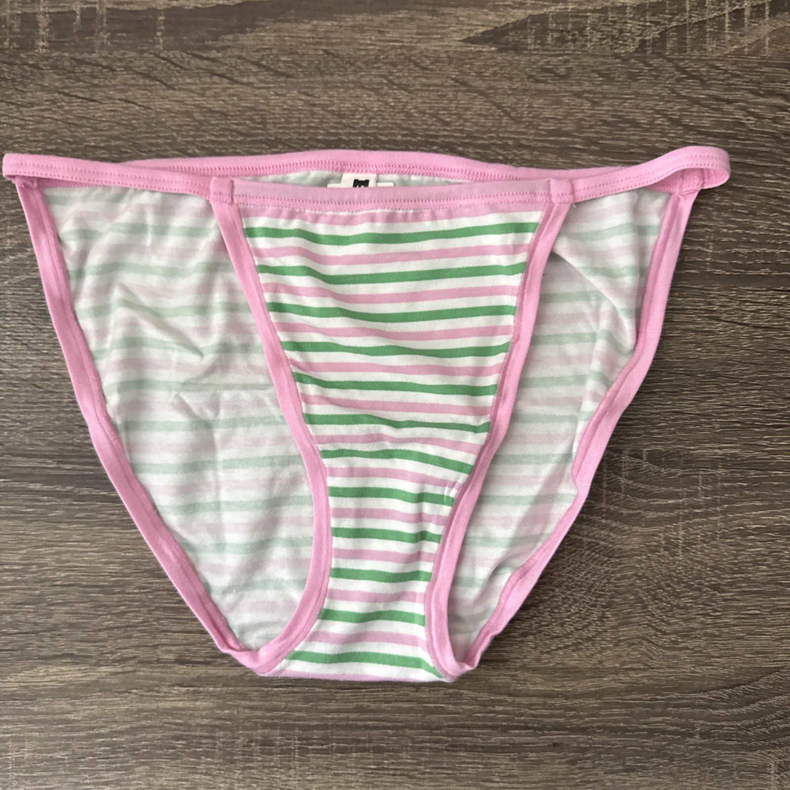Pink By Victoria’s Secret, Medium, Pink Stripe Cotton String, Bikini Panty