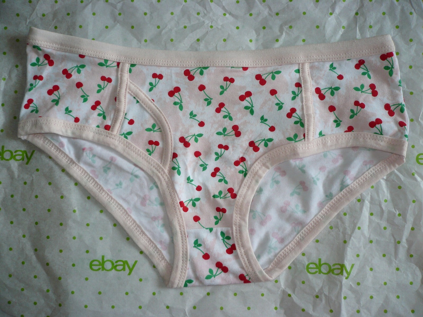 Rue 21 Women’s Bikini Panties MEDIUM Peach Tie Dye With Cherries New