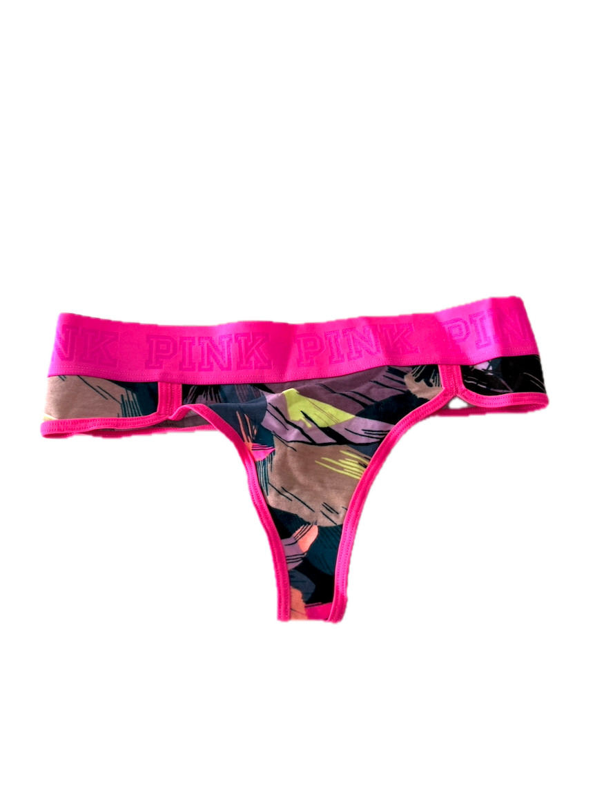 Victoria’s Secret PINK Logo Thong Panty Multi Abstract