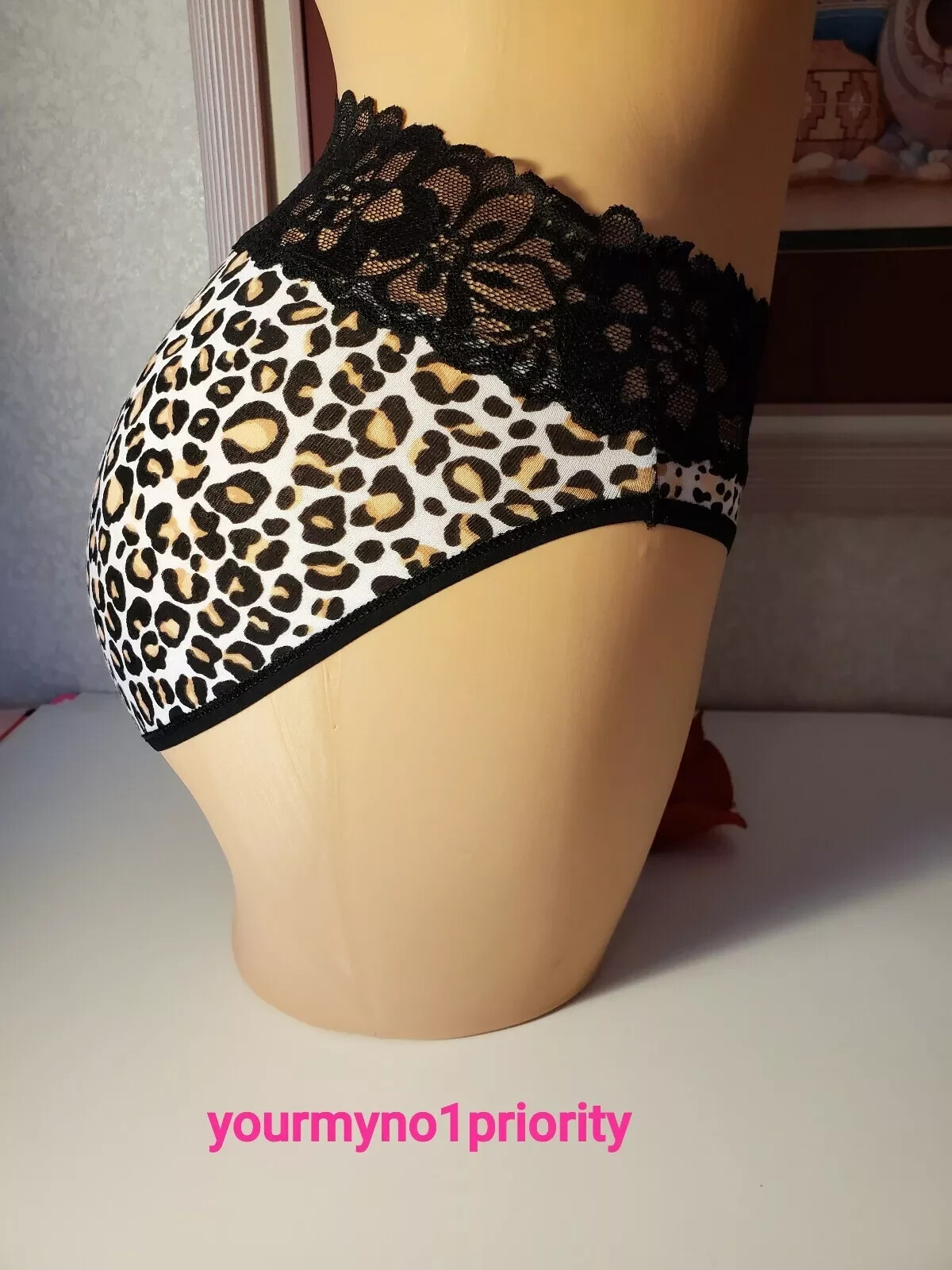 S Victoria’s Secret Supersoft stretch Cotton High Leg Brief Lace Panty Animal