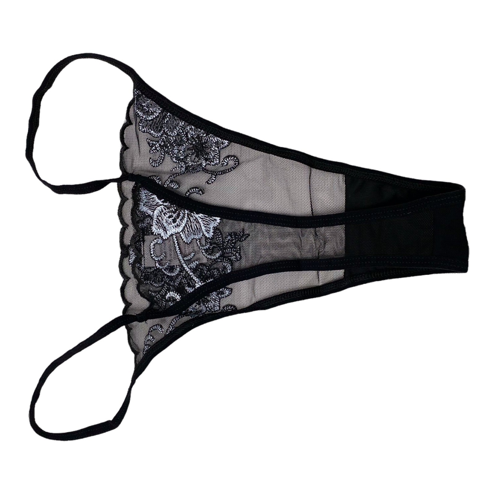 Knotty Knickers XL Thong G-String Lingerie Bundle 5 Pack Plaid Lace Mesh Ribbed