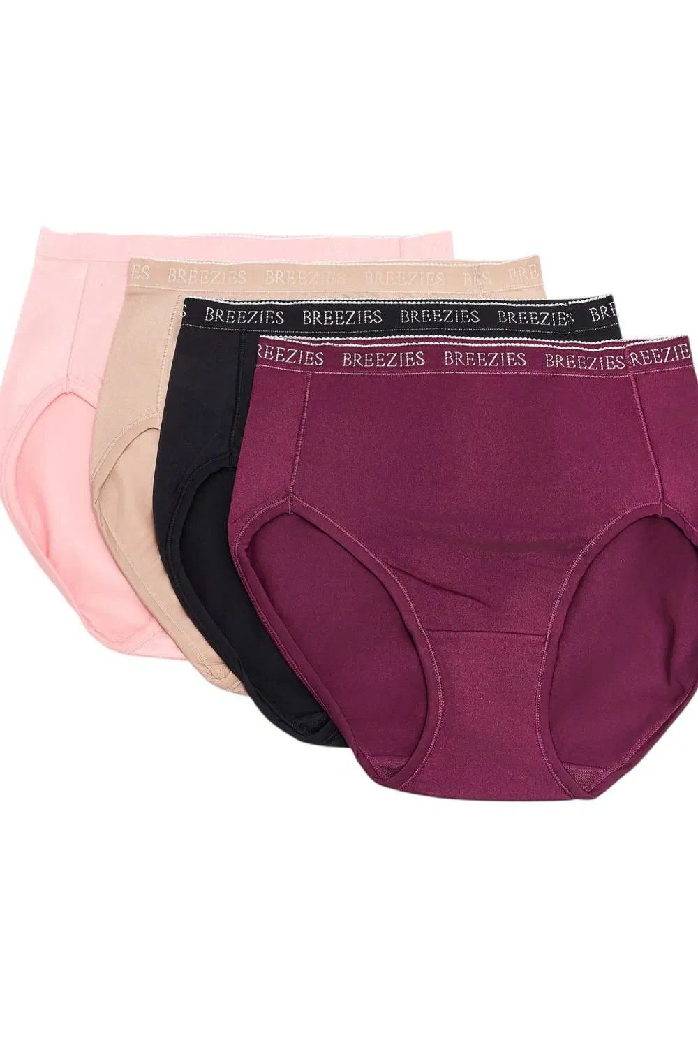 Breezies Women’s 4-Pack Nylon Microfiber Full Brief Panty BlkBerry