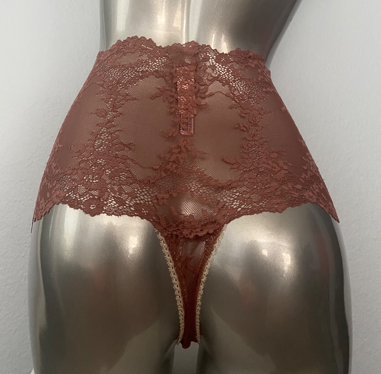 Victoria’s Secret Thong Panty Sexy Ivy Lace Vintage Rose High Waist S M L XL