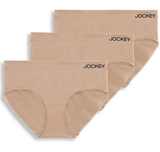 JOCKEY Essentials 3-Pair Women’s Hipster BEIGE Underwear Panties Nylon Blend XXL
