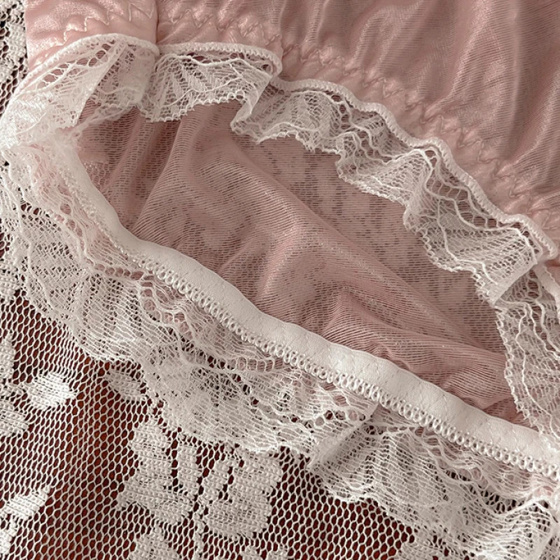 Lace Mesh Panties Low Rise Hollow Bow Soft Breathable Women’s Underwear