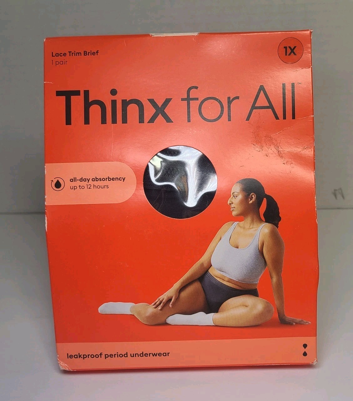 Thinx for All Period Leakproof Underwear Lace Trim Brief Size 1X Black Haze