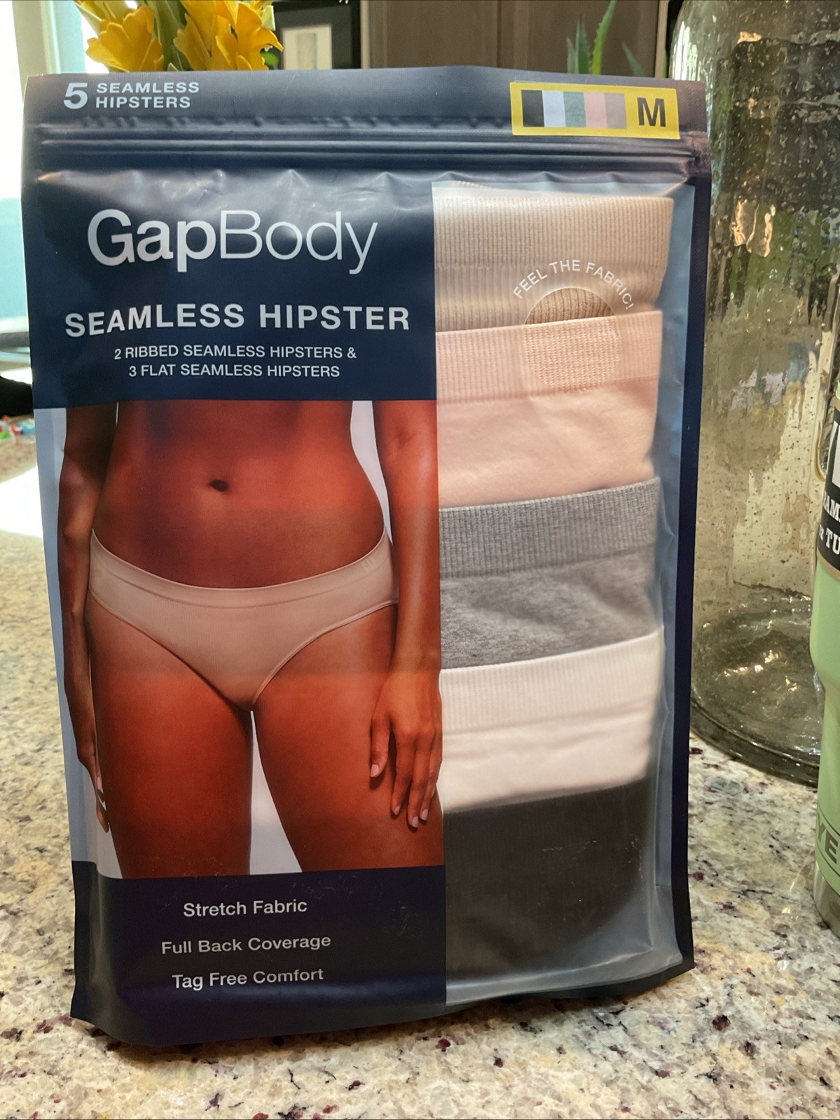 GapBody Ladies Sz M (8 – 10) 5pk Seamless Hipster Multi Colors Nylon/Spandex NEW