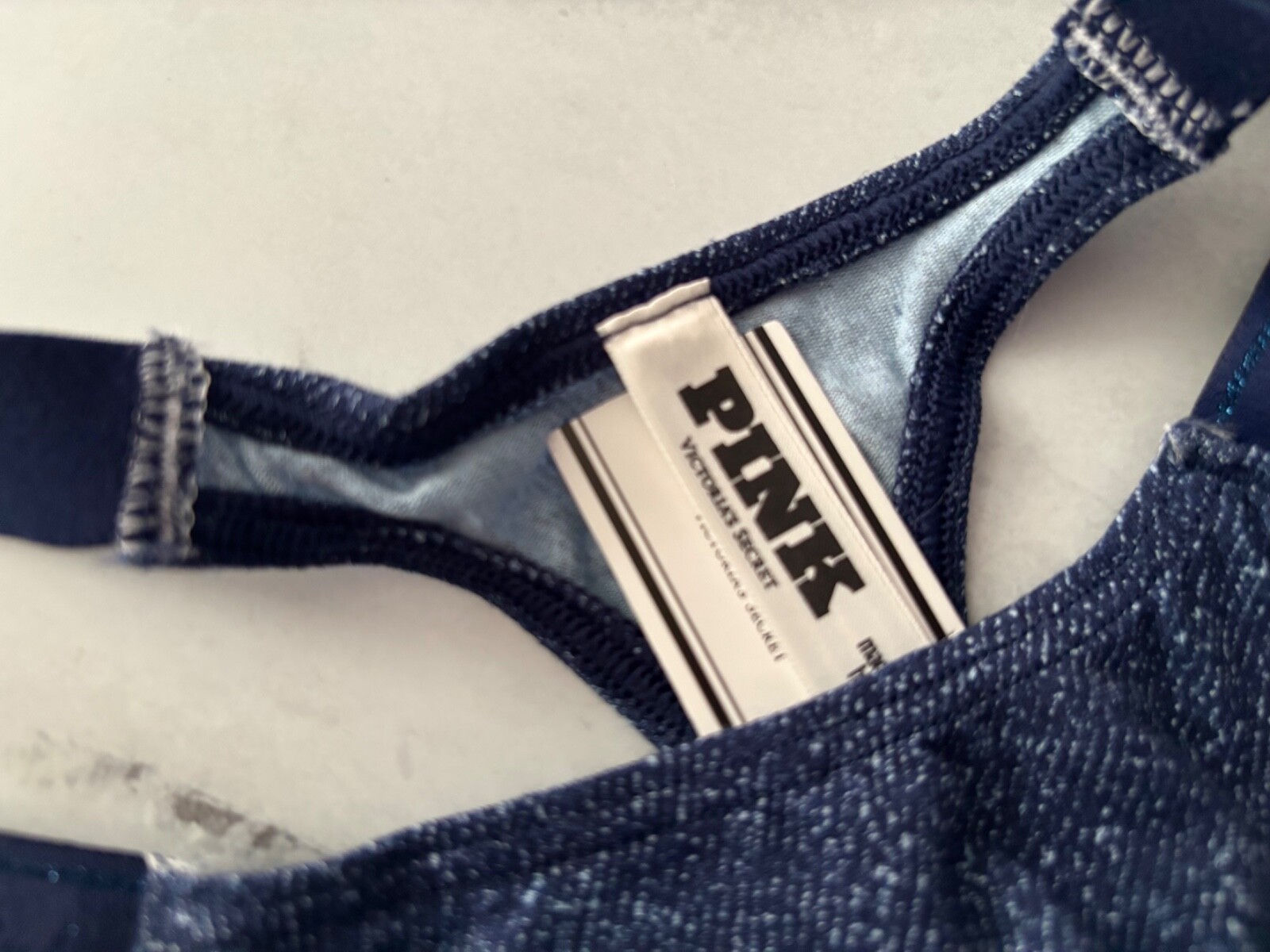 PINK Victoria’s Secret Thong Panty Faux Denim Logo Band Extra Low Rise S M L XL