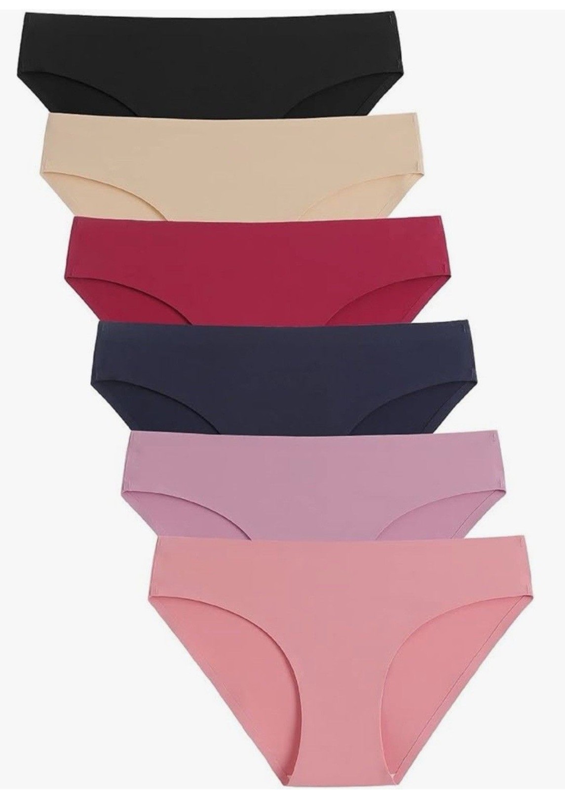 6 Pack Women’s Seamless Hipster No Show Underwear Soft Stretch Bikini Briefs