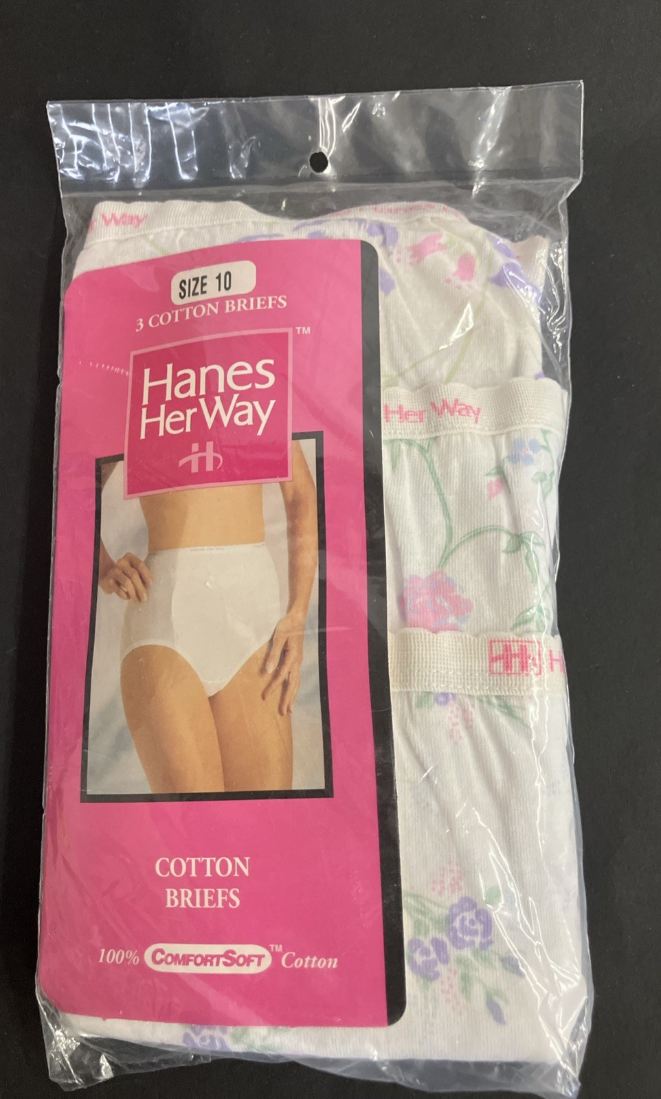 Vintage Hanes Her Way Comfort Soft Brief Panties Size 10 Flowers Vines 3 Pack