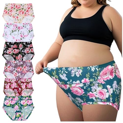 Women’s Underwear Plus Size XL-6XL Panties 5X-Large Floral Panties 6 Pack