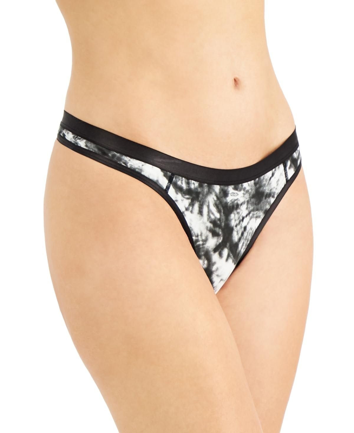 Jenni Women’s Tie Dye Thong Panty Brief Underwear Midnight Black New
