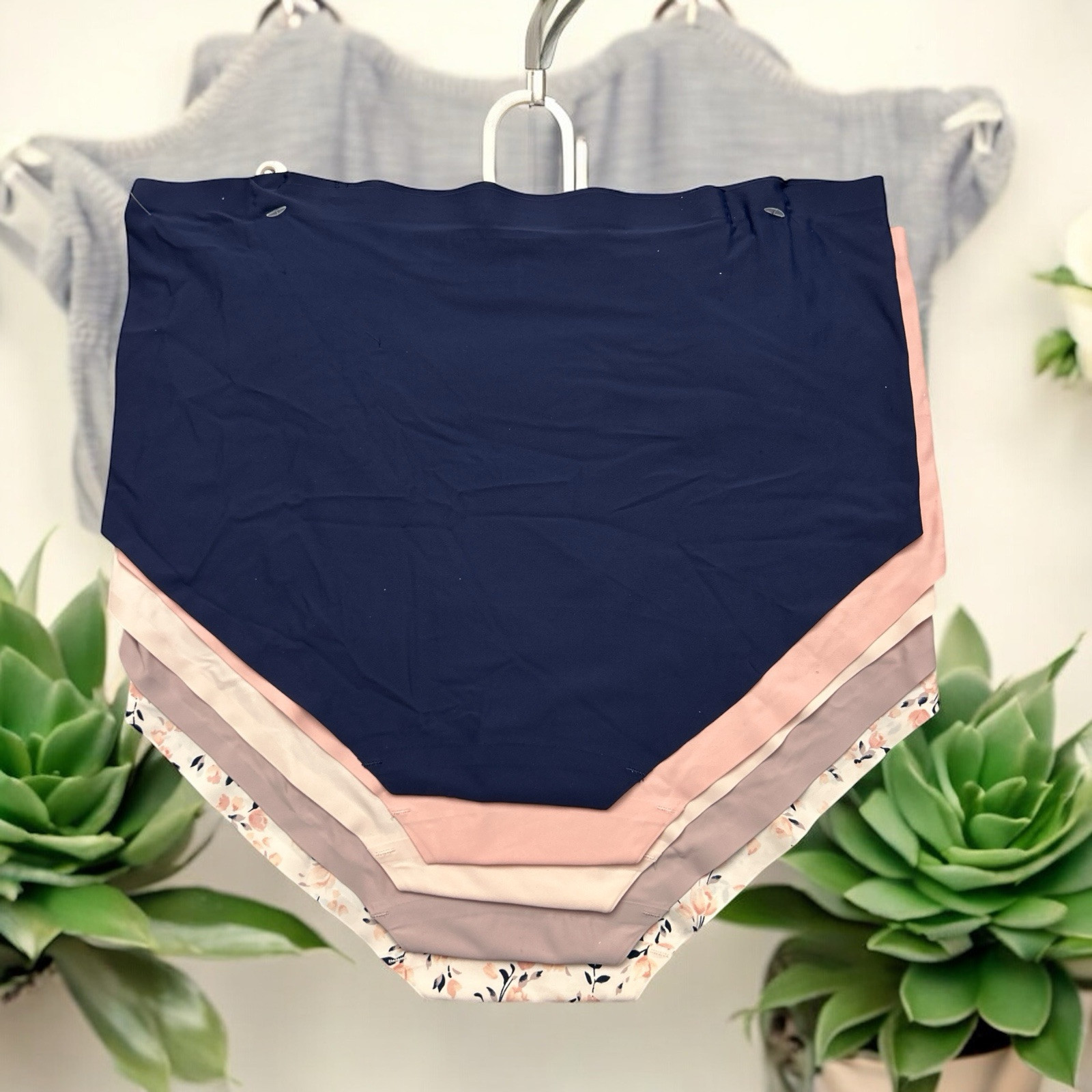 Laura Ashley~Women Brief Panties Floral/Solid 5-Pair LS9549~Sz XL ~GREAT QUALITY
