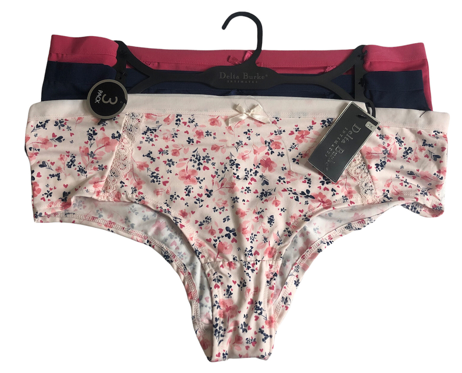Delta Burke Women’s Hipster Panties Polyester Floral 3 Pairs Size 2X Flaw