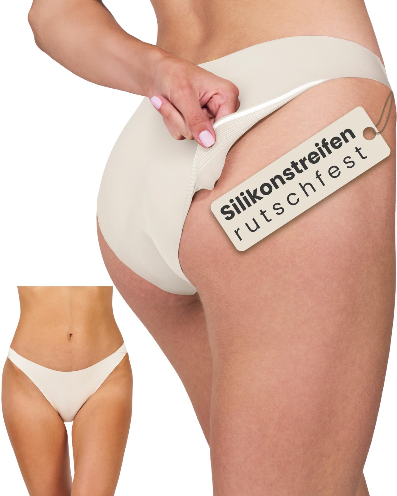Women’s Bikini Brief with Non-Slip Silicone Stripe, Seamless, Comfortable, Elastic,…