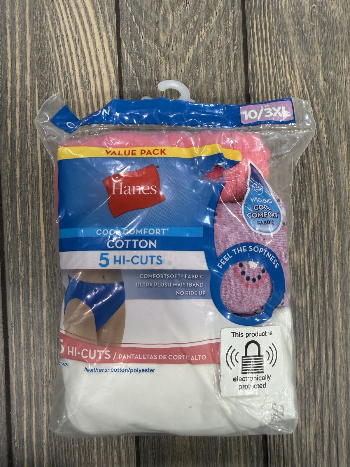 Hanes Women’s Cool Comfort Cotton Hi-Cuts Panties 5-Pack Size 10/3XL Assorted