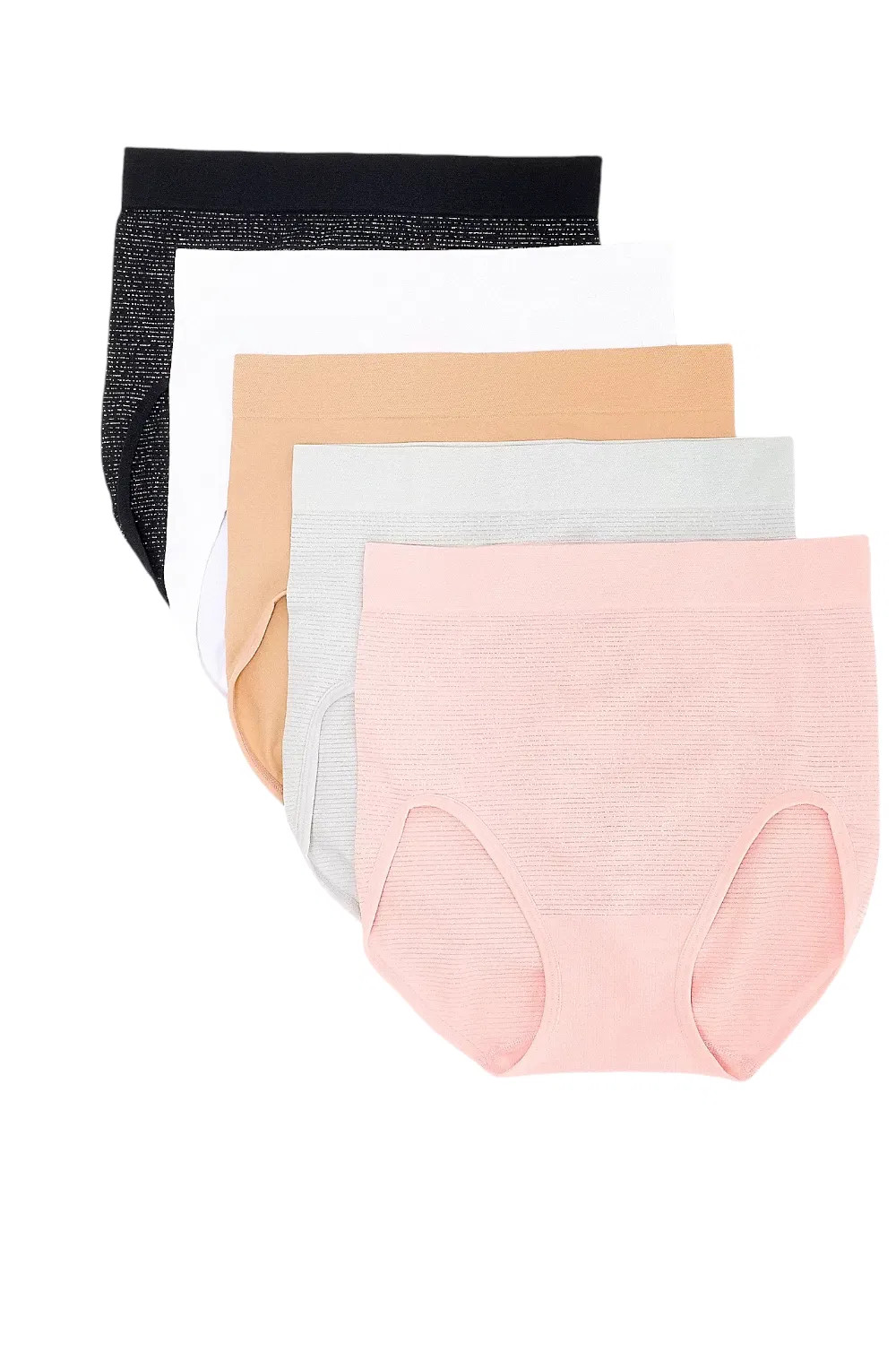 Breezies Women’s 5-pack Set Sparkle Stripe Seamless Brief Basic