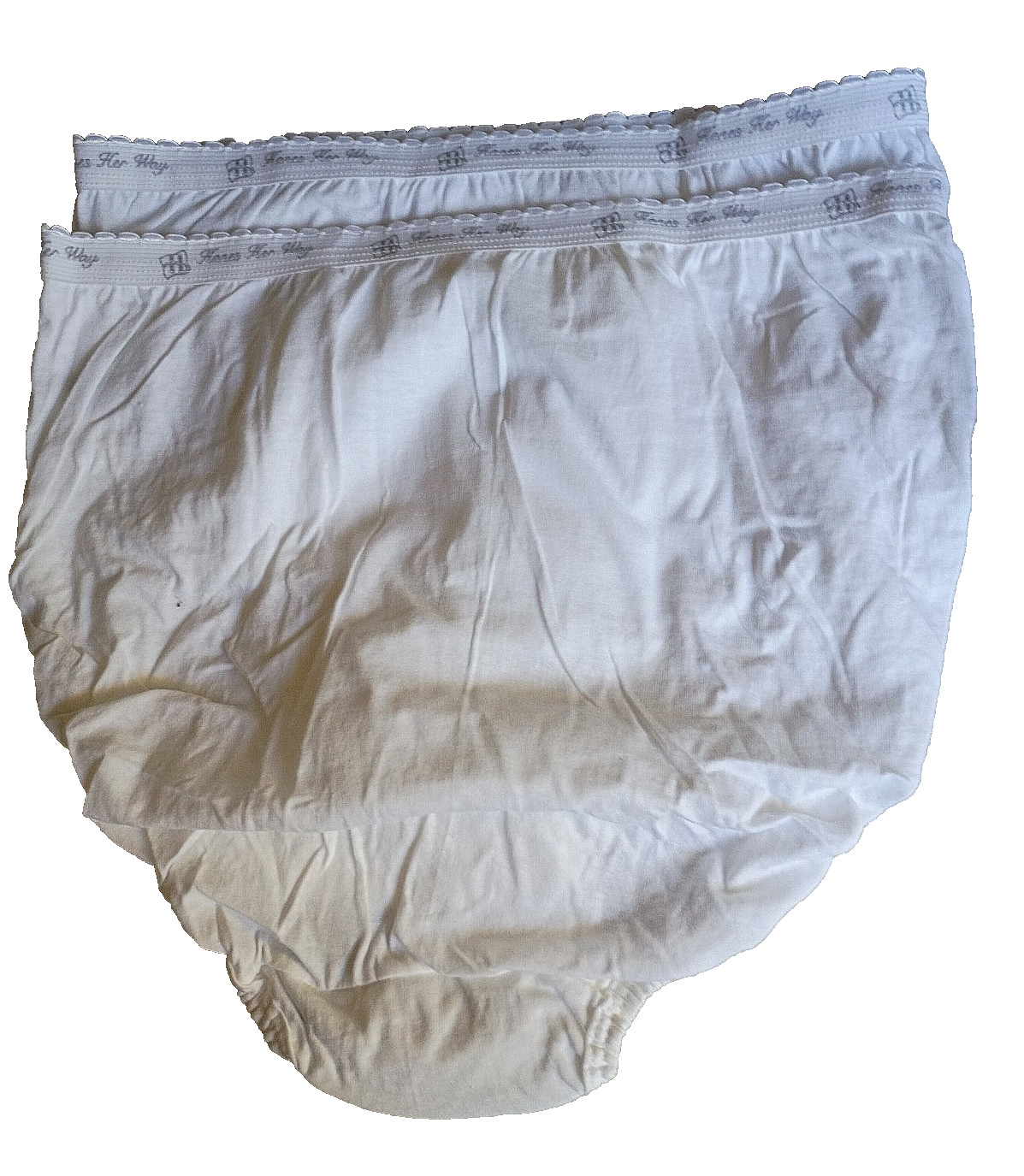 Hanes Her Way 100% cotton 6 pair pkg. solid white hi-cut briefs Size 8