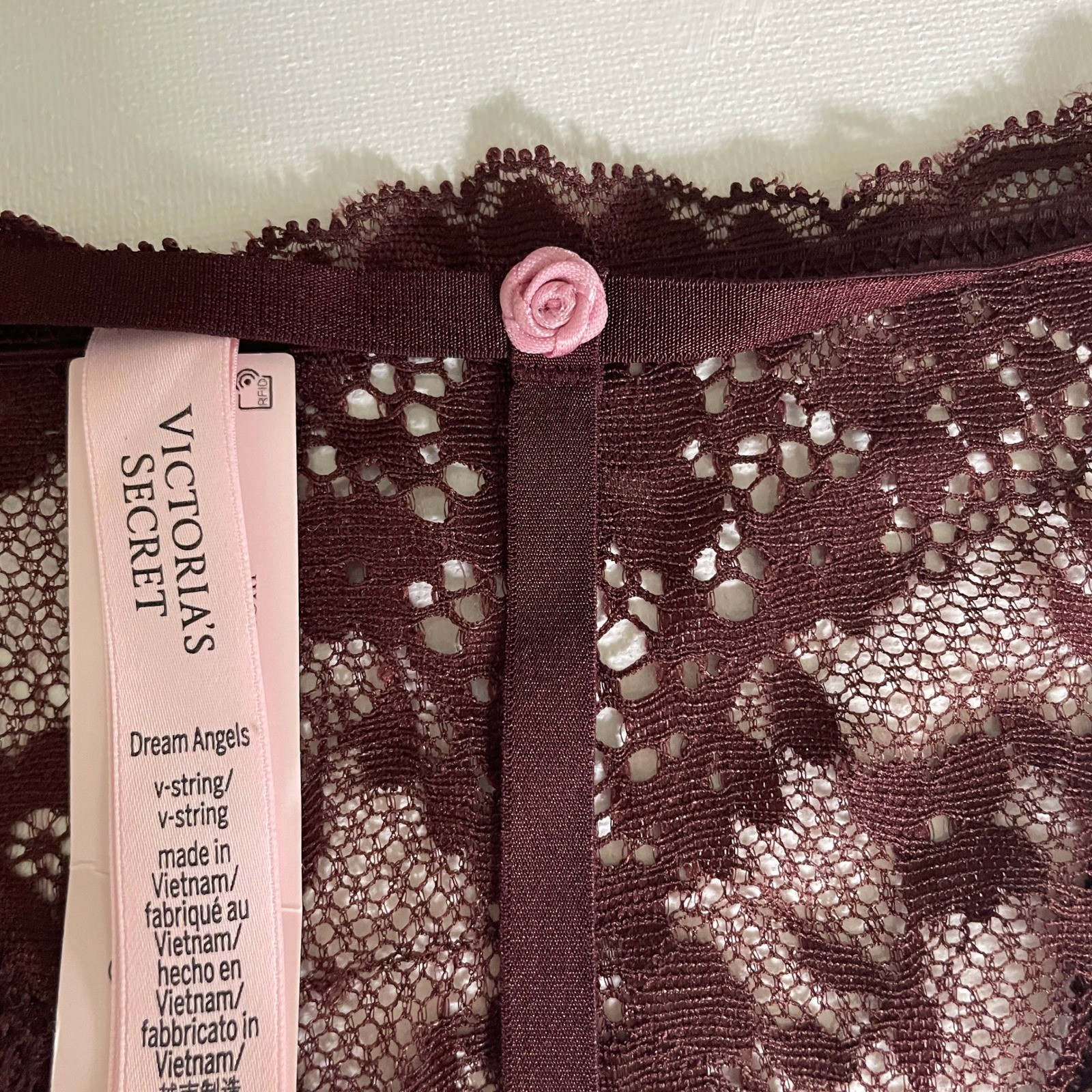 Victoria’s Secret Dream Angels Lace V String Thong Panty Small Brown Romantic