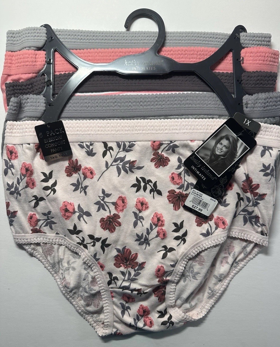 NEW Kathy Ireland Intimates 5-PK Women’s Comfort Panty Underwear Cotton Sz 1X