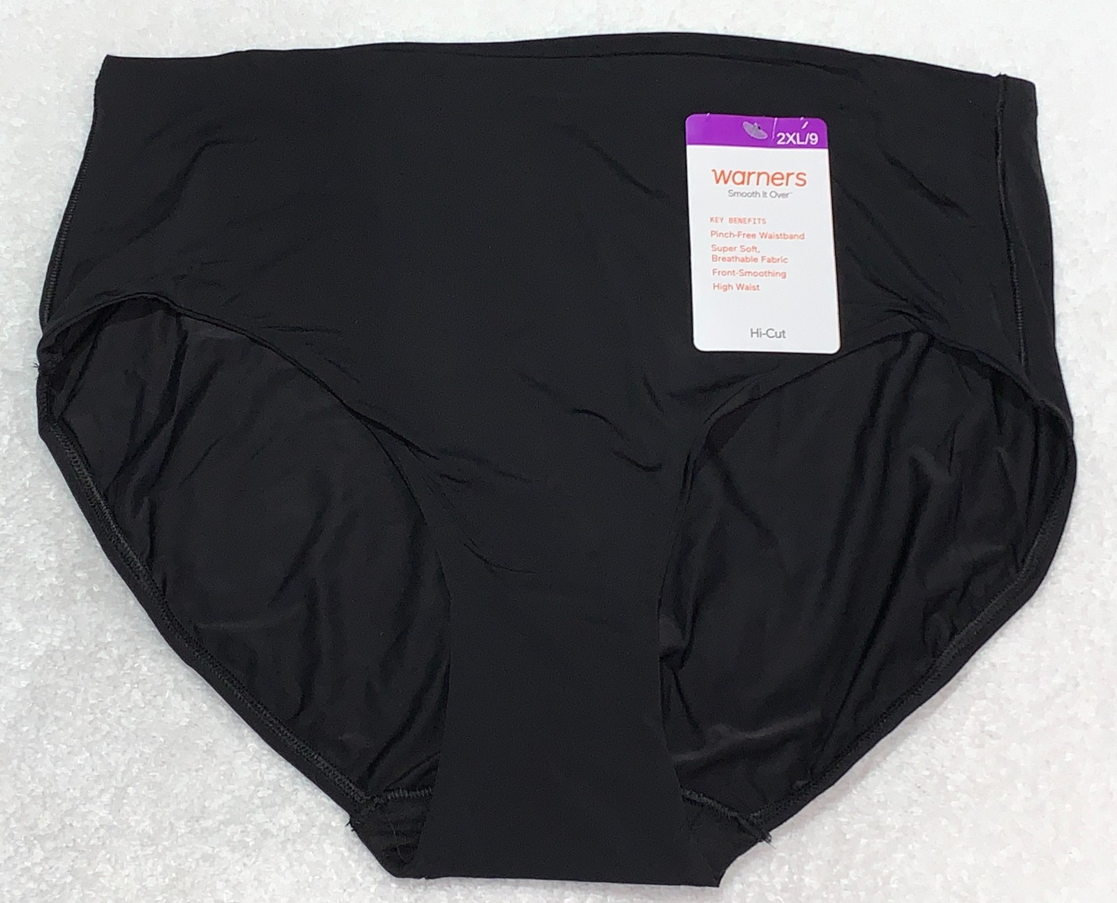 WARNERS Smooth It Over Black Modern Hi Cut Brief Panty Womens S M L 7 XL 8 2XL 9