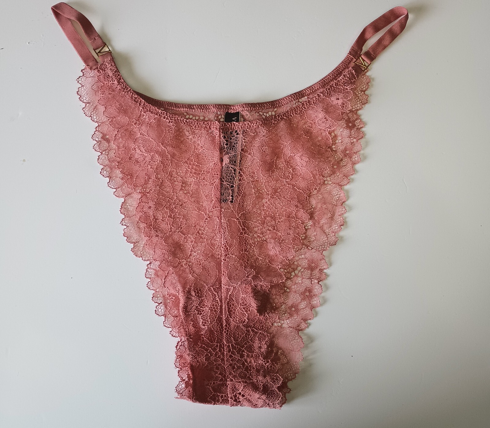 Victoria’s Secret Very Sexy Lace Brazilian Dusty Rose Gold Logo Hardware XL