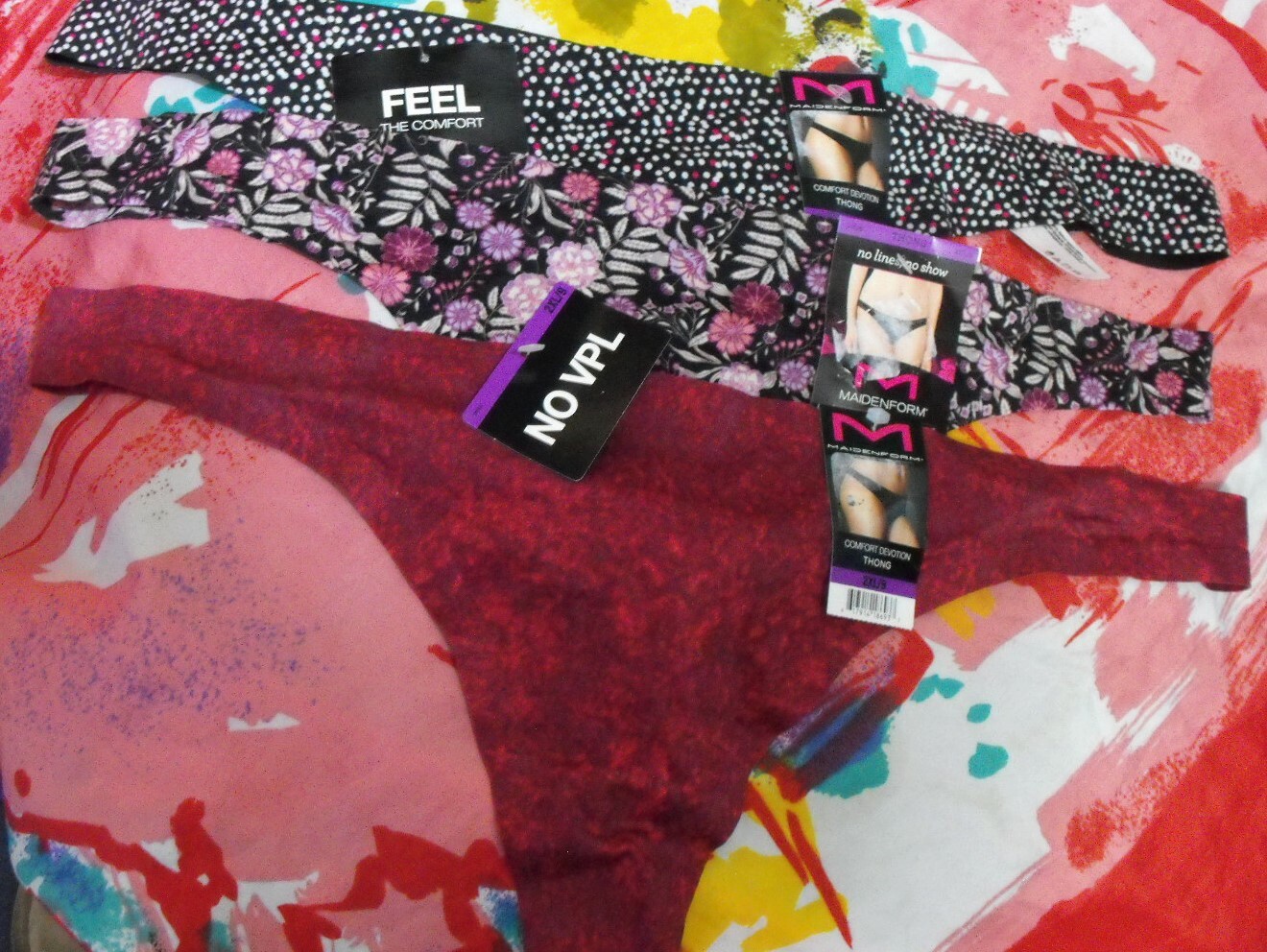 3 NEW MAIDENFORM COMFORT DEVOTION 40149 NO LINES SM8 MF THONG PANTIES 2XL/9