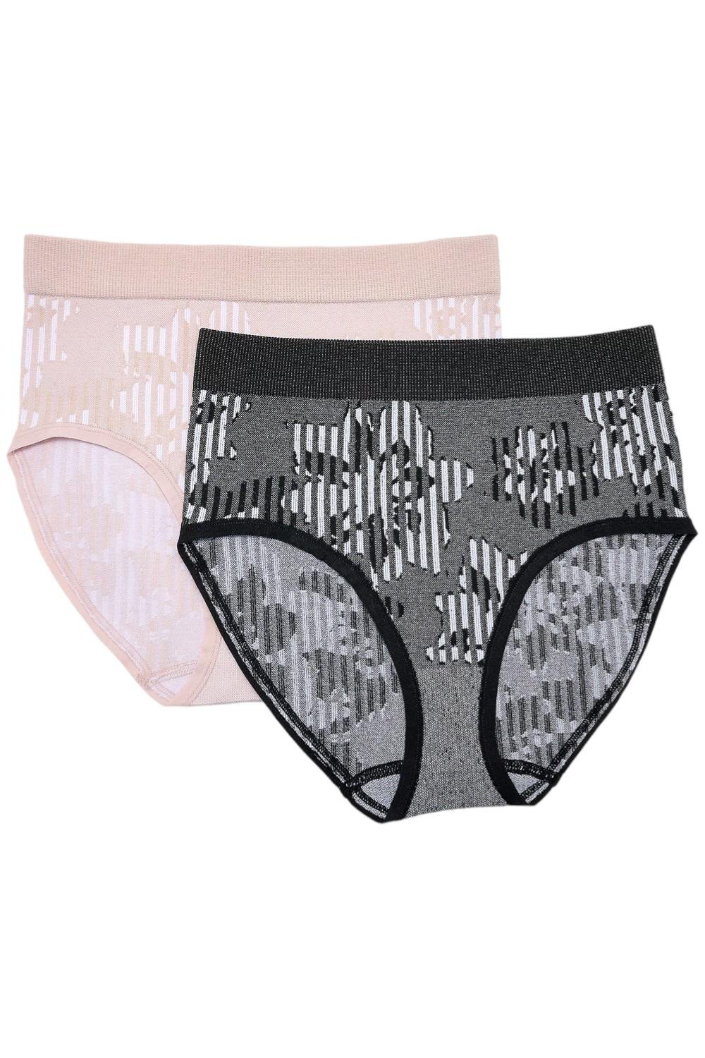 Anybody 2-Pack Intimates Floral Jacquard Briefs Black/Natural