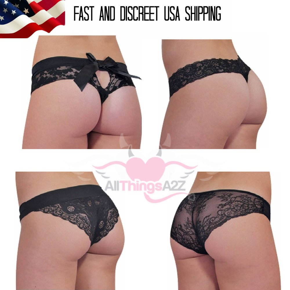 Baci Lace Panties Sheer Lingerie Hip Hugger Cheeky Thong Underwear One Size