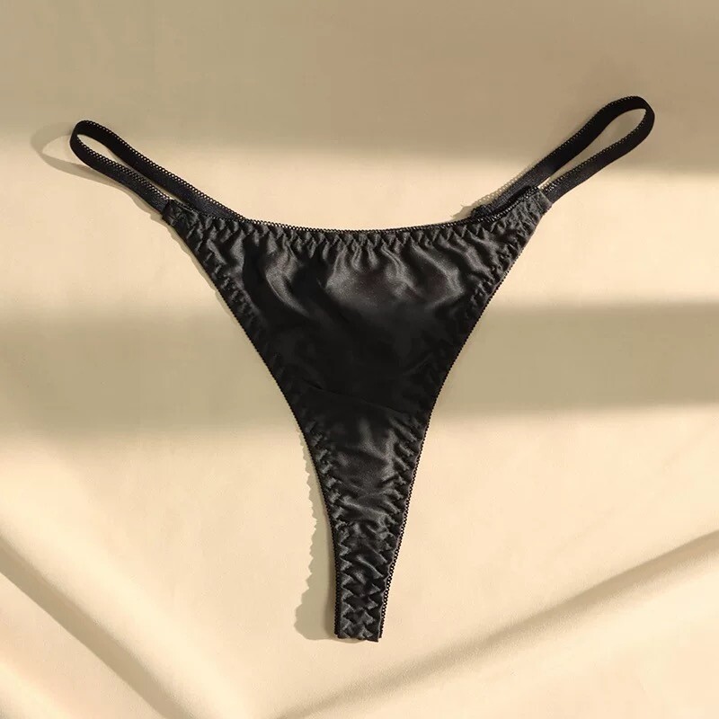 5 Pcs Lot Womens Sexy Satin Thongs Panties Silky G-string Underwear,S M L XL 2X