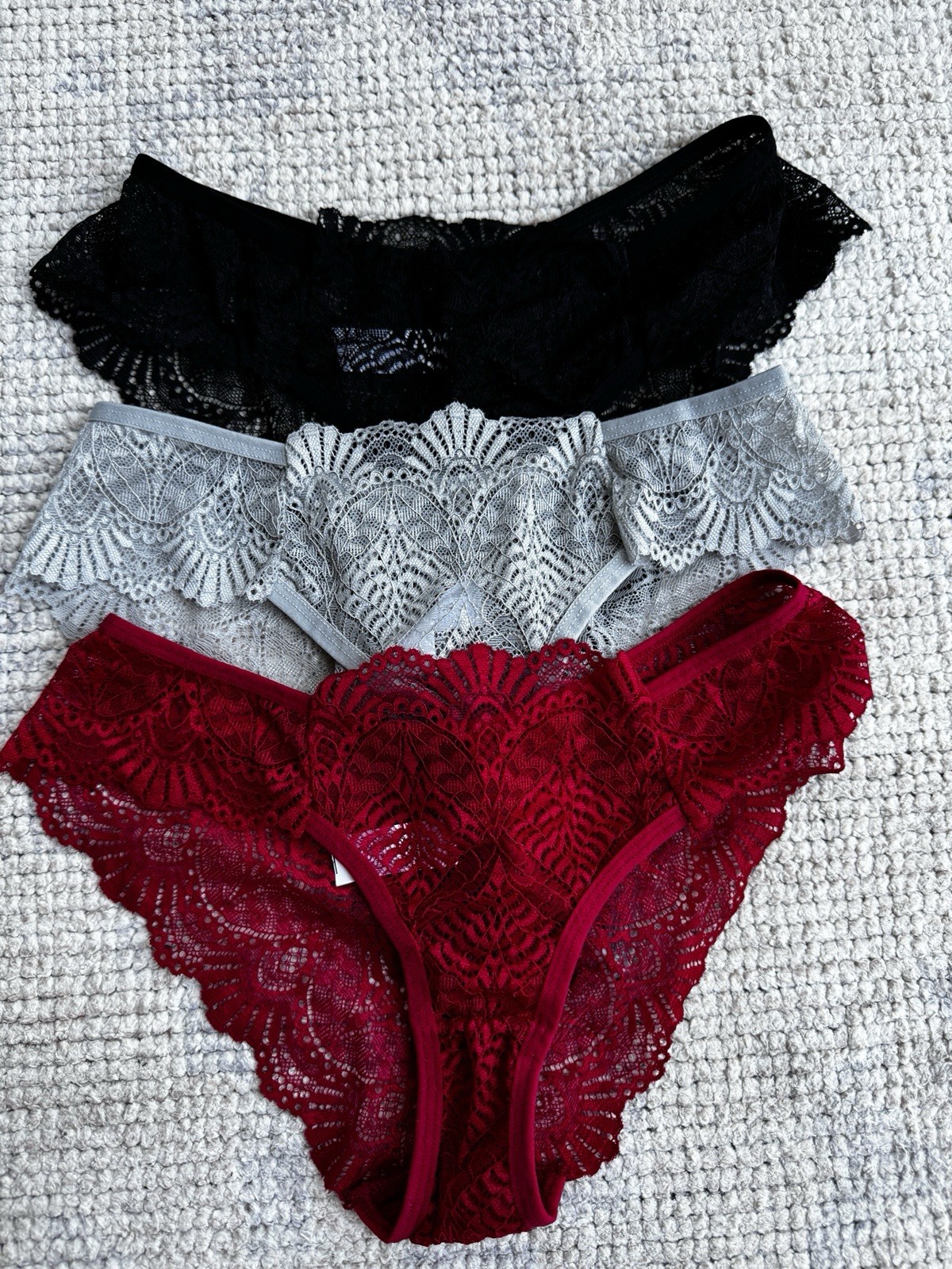 Women Full Lace Briefs Panties Lot of 3 Mid Rise Floral Sheer Underwear Size M⁠
