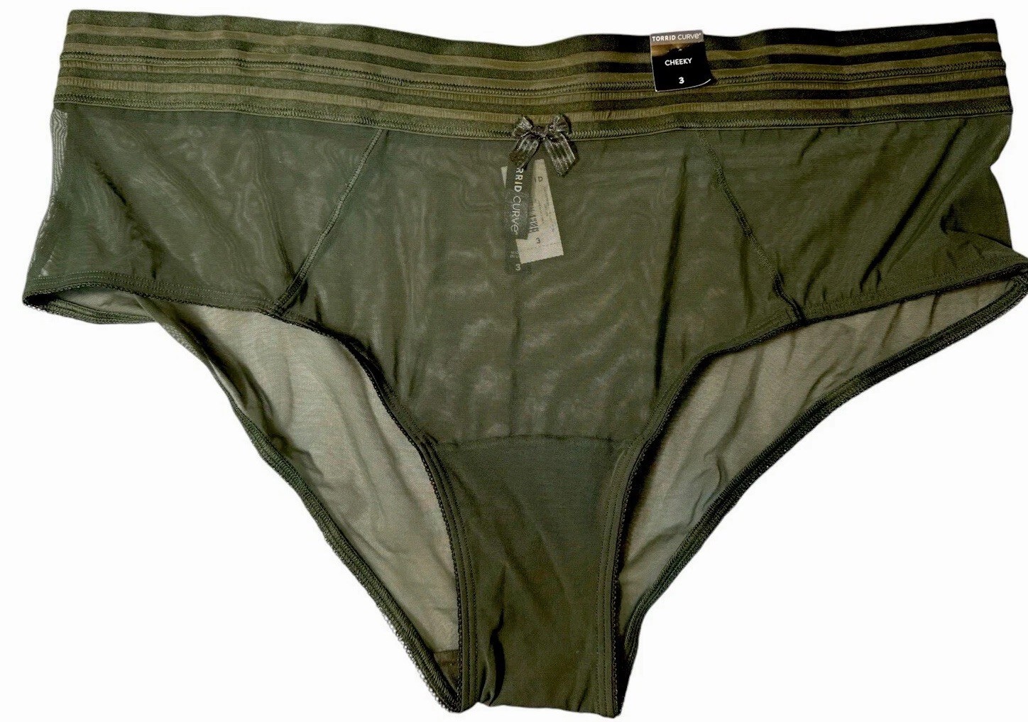 Torrid Mesh Sheer Cheeky Panties “Dark Depths” Olive Green Plus Size 4 4X 26